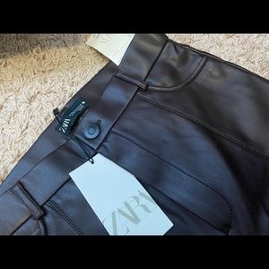 Brown faux leather pants